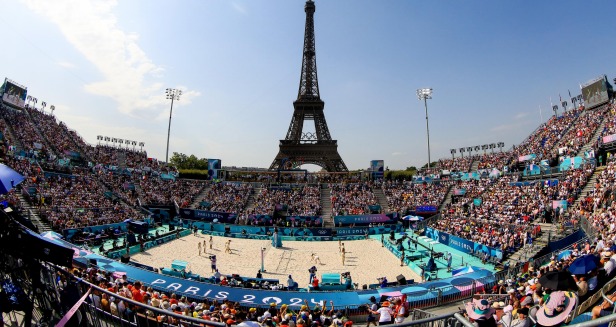 A arena do vôlei de areia foi uma das mais simbólicas em Paris 2024. Carol Coelho/Gazeta Press